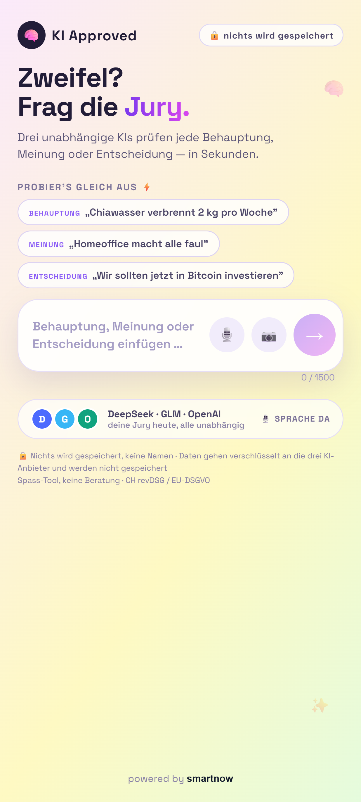 Aussage eintippen – oder einen Screenshot beifügen.